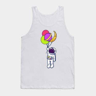 Astronaut Flying With Planet Balloons Tank Top
